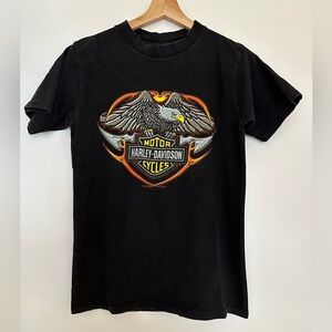 Vintage 90’s Harley Davidson Eagle Powertrain Tour Milwaukee T Shirt Black (S)